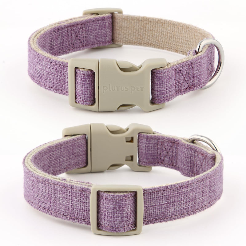 Plutus Pet Cotton Hemp Dog Collar and Leash Set, Adjustable Collar for Small, Medium, and Large Dogs, Heavy Duty and Soft on Skin, Lavender, S - PawsPlanet Australia