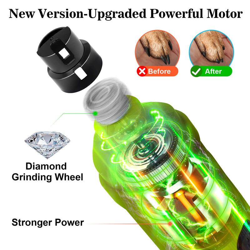 Bousnic Dog Nail Grinder with 2 LED Light - Super Quiet Pet Nail Grinder Powerful 2-Speed Electric Dog Nail Trimmer File Toenail Grinder for Puppy Small Medium Large Breed Dogs & Cats (Green) Green - PawsPlanet Australia