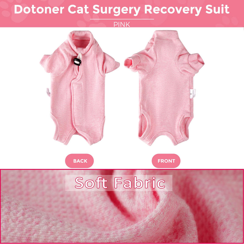 Dotoner Cat Surgery Recovery Suit - Long Sleeve Bodysuit Kitten Recovery Medical Vest with E-Collar Alternative Anxiety Vest