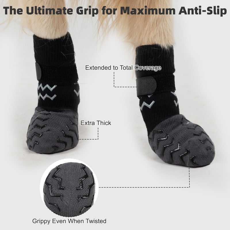 Dog Socks Shoes for Hot Pavement to Prevent Licking Paws, Summer Anti Slip Pet Booties with Grip Traction Control for Hardwood Floors, Grippy Boots & Paw Protectors for Small Medium Large Senior Dogs Black Large (Paw Width: 3") - PawsPlanet Australia