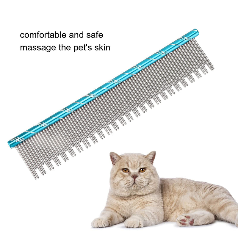 Zerodis Pet Hair Removal Comb, Reusable Stainless Steel, Blue, Cat Grooming, Thick Hair, 16 x 3.3cm/6.3 x 1.3in