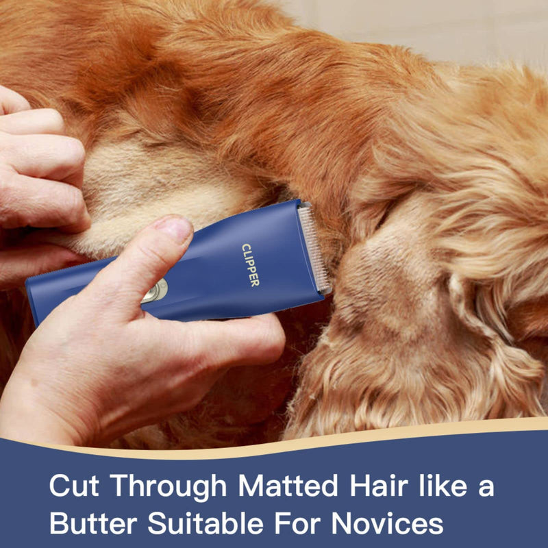Dog Cat Home Hair Waterproof Clipper Portable Electric USB Rechargeable Pet Grooming Tools Low Noise Shaver Cordless Trimmer for Small and Large Pets L006-blue