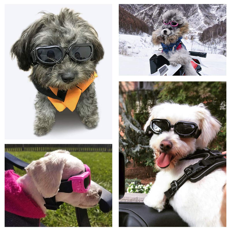 Dog Sunglasses with Adjustable Straps Dog Goggles for Small Breed Windproof Proof UV Protection Small Dog Goggles -Black Black - PawsPlanet Australia
