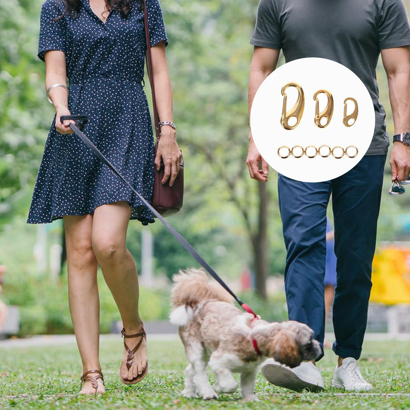 VILLCASE 3pcs Dog Tag Clip Set, Stainless Steel with Rings, Quick Clip Pet Tag Attachment for Small Collars and Harnesses Gold - PawsPlanet Australia