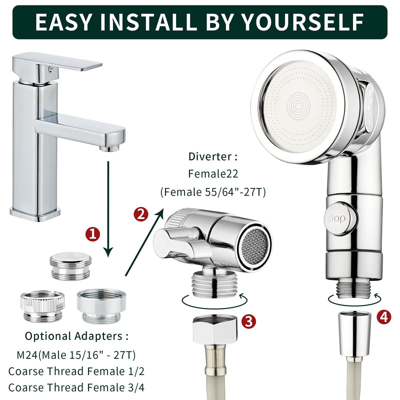 ZCONIEY Sink Faucet Sprayer Attachment Hair Pet Rinser Showerhead with Stop Water-saving Function 1-Silver Sink Shower Set - PawsPlanet Australia