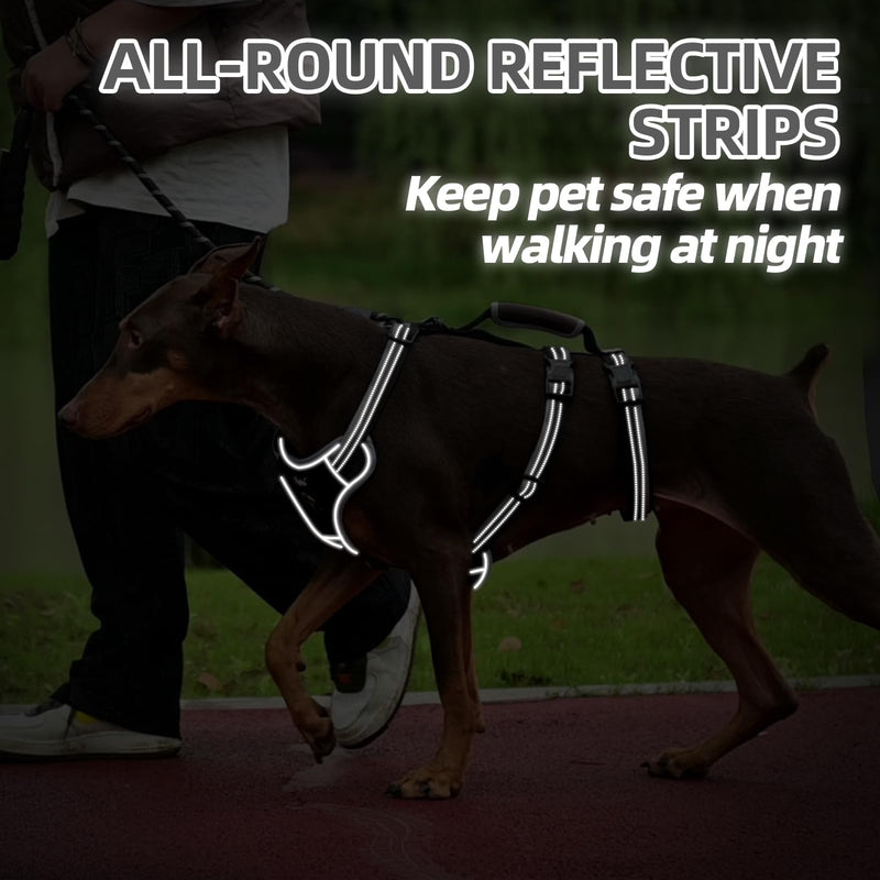 PUPTECK Escape Proof Dog Harness with Padded Handle, No Pull Pet Vest Harness Durable Reflective for Medium Large Dogs Walking Training and Running, Black, XL X-Large - PawsPlanet Australia