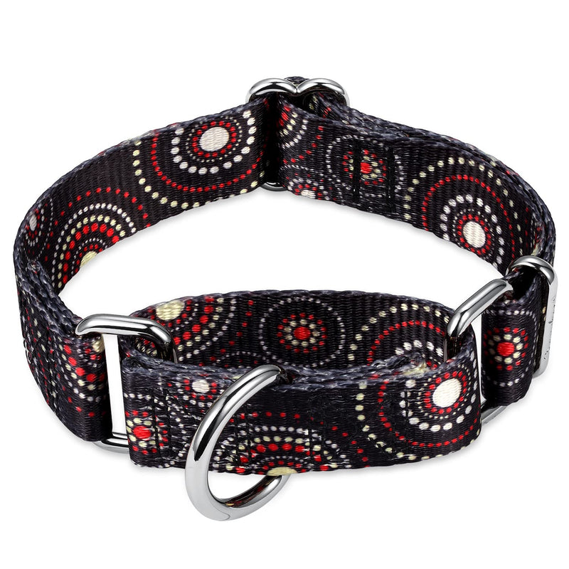 Martingale Dog Collars Colourful Oil Painting Pattern Series - No Pull Pet Collar Silky Soft for Medium and Large Dogs (Large, 1 Inch Wide, Firework Dots -Black) Large, 1 Inch Wide - PawsPlanet Australia