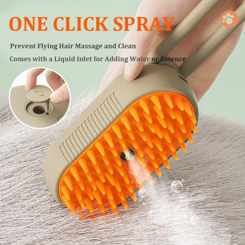 Cat Steam Brush - Spray Design, 3 in 1 Cat Steamy Brush with Steamer, Pet Spray Hair Comb, Steam Brush for Dogs - Suitable for All Pets -Pet Spray Hair Comb (coffee) - PawsPlanet Australia