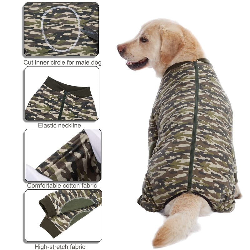 Yeapeeto Dog Onesie Surgery Recovery Suit for Large Medium Bodysuit Dogs Pajamas PJS Full Body for Shedding, Prevent Licking, Wound Protection, Cone Alternative (5XL, Camo) 5XL - PawsPlanet Australia