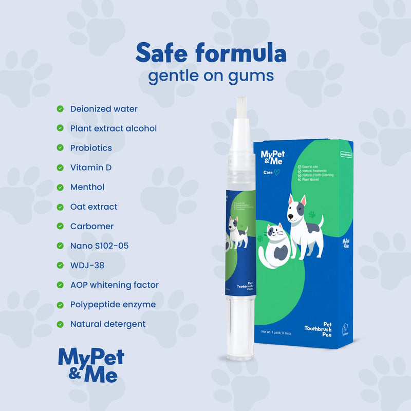 My Pet & Me Dog Teeth Cleaning Pen with Built-in Plant-Based Gel — Muzzleglow Vetality Brush Free Oral Gel - Freshens Breath, At-Home Dental Care Kit for Dogs & Cats