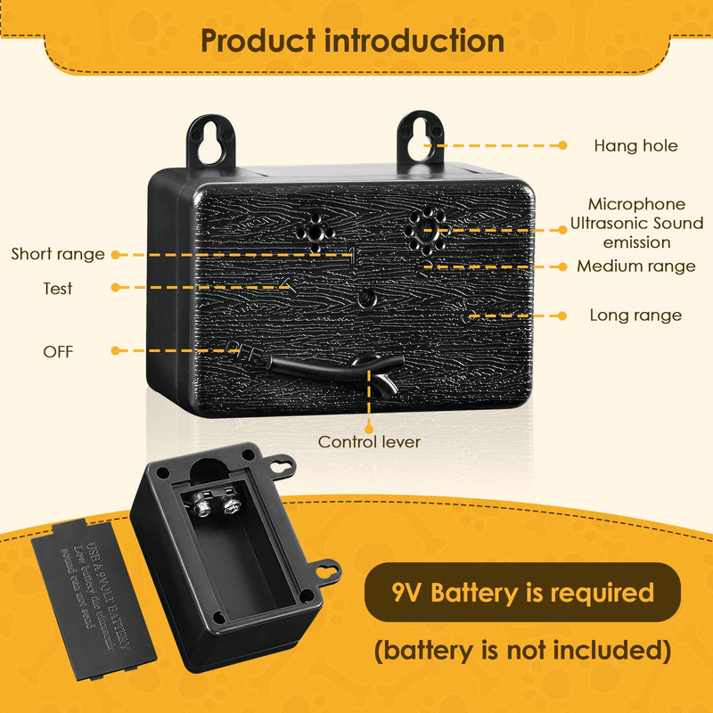 Anti Barking Device for Dog Bark Deterrent Device Silencer Bark Box Dog Barking Ultrasonic Bark Stopper Dogs Stop Barking Devices with 3 Range Modes for Neighbor, Indoor Outdoor Dogs (Black) Black - PawsPlanet Australia