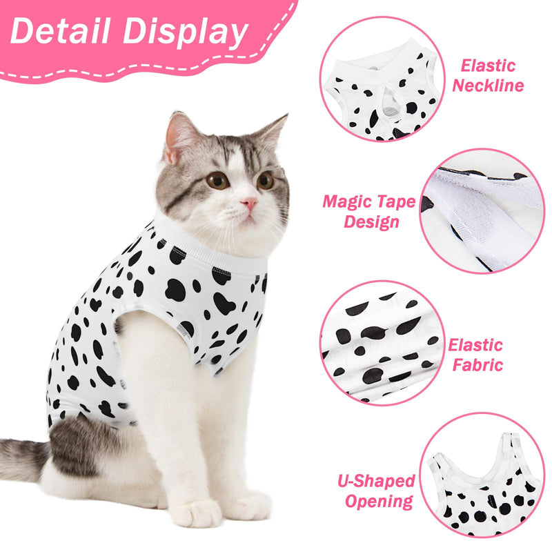 Cat Recovery Suit, Cats Onesie for Cats After Surgery Female Kitten Surgery Suit for Surgical Abdominal Wounds, Cute Cat Spay Recovery Suit Cone of Shame Alternative Anti Licking Cow Large