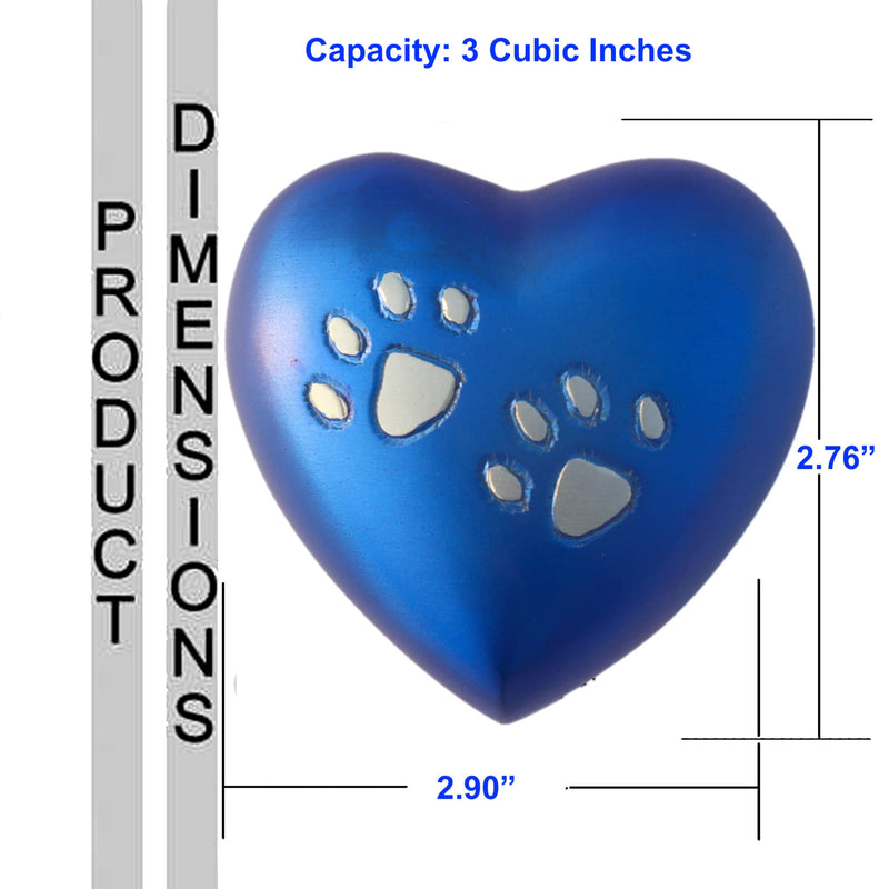 THE ASCENT MEMORIAL PET Memorial Heart URNS for Ashes for Cats and Dogs | PAW Engraved Heart URN | Display Stand | Velvet Carry Bag | Paper Funnel | Magnet Closure Gift Box Blue - PawsPlanet Australia
