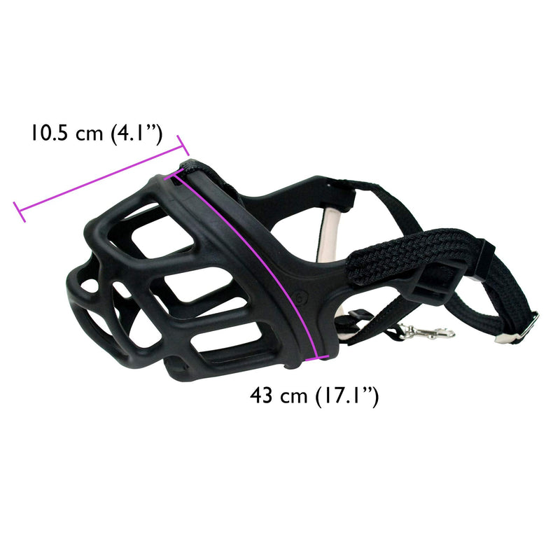 ZEUS Alpha TPR Muzzle for XX-Large Dogs, Comfort Fit Design Prevents Biting, Barking and Chewing, Black XX Large