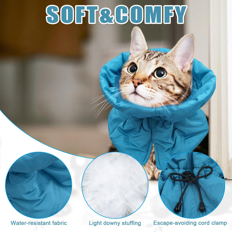 Cat Recovery Collar, Soft Adjustable Cat Cone Collar Breathable Cat Neck Protector Elizabethan Collar Lightweight Waterproof Kitten Cone Alternative for Puppies Pets, Stop Licking (S, Blue) - PawsPlanet Australia