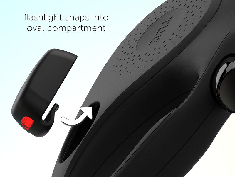 TUG Oval 360° Tangle-Free Retractable Dog Leash | Flashlight Included | Integrated Waste Bag Dispenser Pocket (Small, Black) Small - PawsPlanet Australia