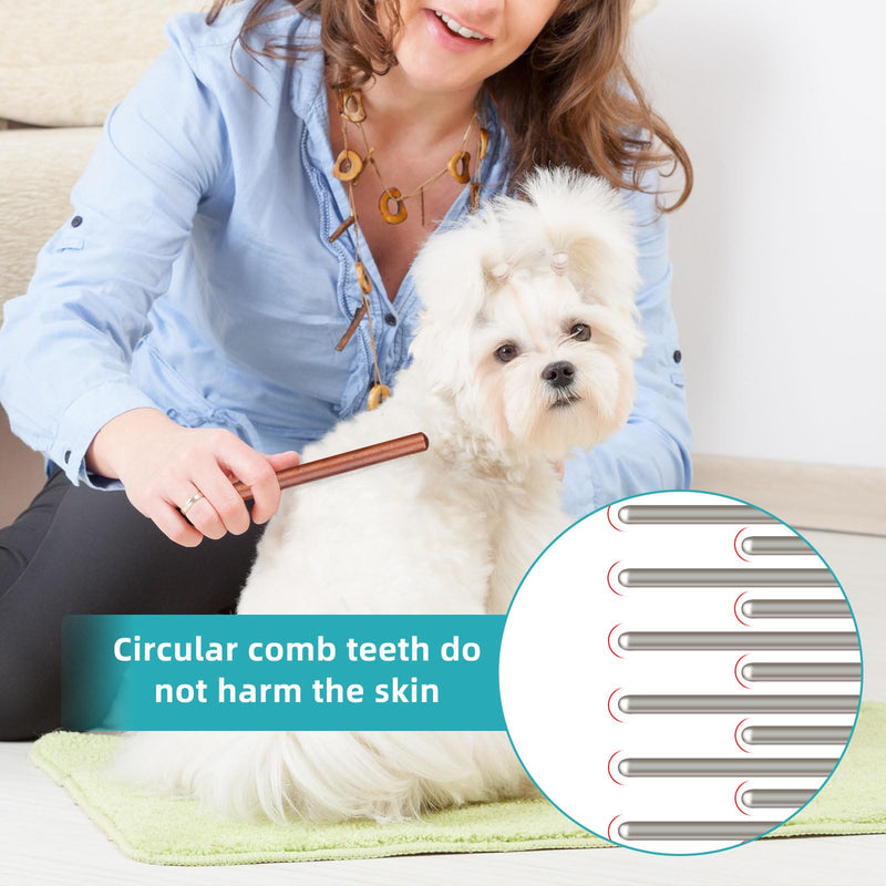 3 pcs Solid Wood Dog Comb，Stainless Steel Teeth Comfort and safety, Removes Tangles and Loose Fur， Grooming Comb for Small Medium Pets - PawsPlanet Australia