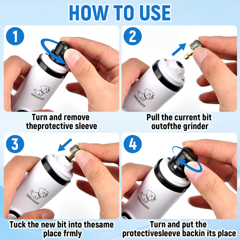 Silent Groom Pro Nail Grinder, 3 Speed Dog Nail Grinders, Silent Dog Nail Grinder with 2 Led Lights, 2000mAh USB Rechargeable, Dog Nail Trimmer with Replacement Grinding Heads for Dogs, Cat - PawsPlanet Australia