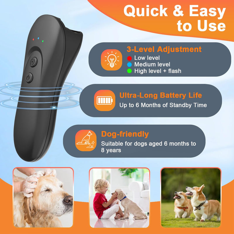 Dog Bark Deterrent Device,Anti-Barking Device,Up to 15Ft Long Range & Rechargeable Bark Control,Stop Barking Dog Devices,Safe for Dogs Training,Indoor & Outdoor(Black) Black