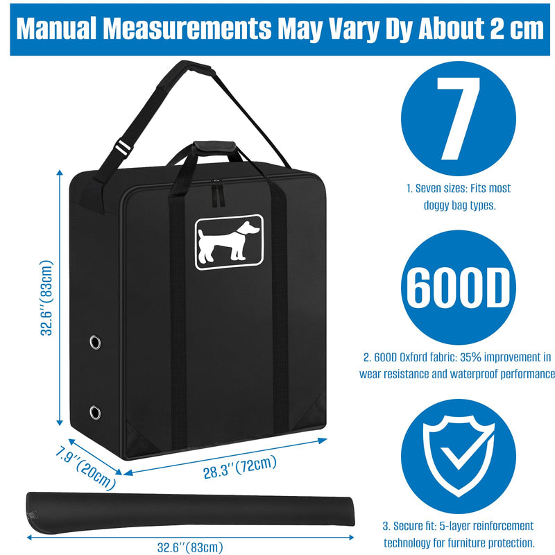 SIRUITON Dog Playpen Storage Bag Fits 32" H 8 Panels and 9 Stakes, Heavy Duty 600D Oxford Fabric Suitable for Foldable Exercise Pet Playpen, Dog Fence Travel Bag with Reinforcing Plate & Shoulder 32 inch - PawsPlanet Australia