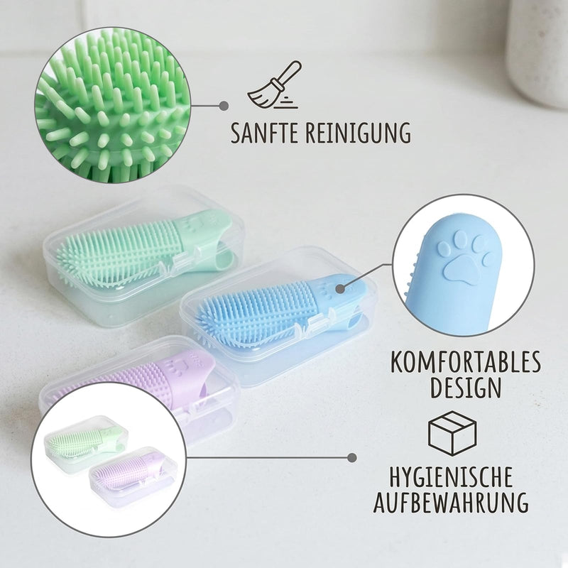 3-Piece Finger Brush Set for Dog Dental Care with Box, Dog Toothbrush Finger Brush, Tooth Finger Brush for Dogs and Cats, Easy to Use for Pet Owners