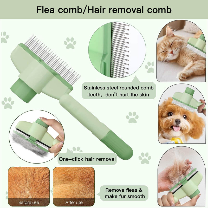 Cat&Dog Grooming Kit-6PCS for Cat Flea Comb, Dog Brush For Shedding,Pet Nail Clippers For Dogs,Pet Grooming Gloves, Dog Finger Toothbrush & Dog Bath Towel- Perfect Cat Grooming Supplies green - PawsPlanet Australia