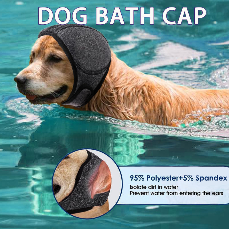 Dog Ear Muffs for Noise Protection No Flap Ear Wraps Calming Hoodie Dogs Anxiety Relief and Thunder Firework, Grooming and Force Drying Shower Cap for Bath Head Cover for Dog M Grey