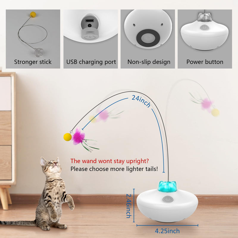Interactive Cat Toys Cat Exercise Tumbler, Rechargeable Cat Toys for Indoor Cats Spin Butterfly Game Teasing Kitty, Extra Long Feather Wand (P33 cat Toys) P33 cat toys - PawsPlanet Australia