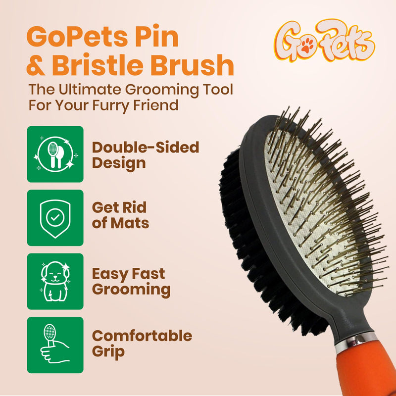 GoPets Pet Grooming Kit Bundle With 2 Sided Dematting Comb and Deshedding Rake + Double Sided Pin Brush and Bristle Brush for Dogs and Cats - PawsPlanet Australia