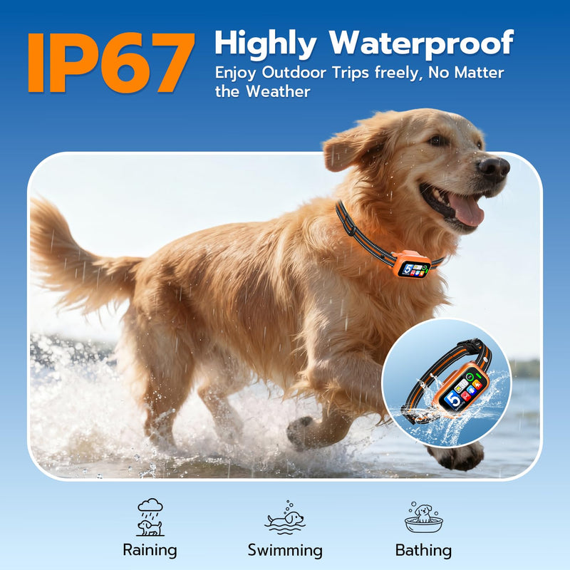 Bark Collar for Small Medium Large Dogs 8-100lbs | Upgraded Smart AI Anti Barking Collar w/AirTag Holder, 5 Modes (Beep/Vib/Safe Shock), Adjustable Sensitivity, Bark Counter, Rechargeable Waterproof Orange