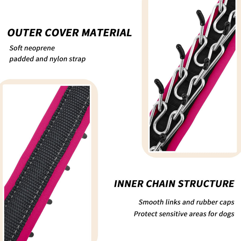 Martingale No Pull Dog Collar for Large Medium Small Dogs, Heavy Duty Nylon Reflective Adjustable Anti Pull Slip Collar with Buckle for Training Walking M Black Hot Pink M (15"-23" Neck, 1.5" Wide) - PawsPlanet Australia