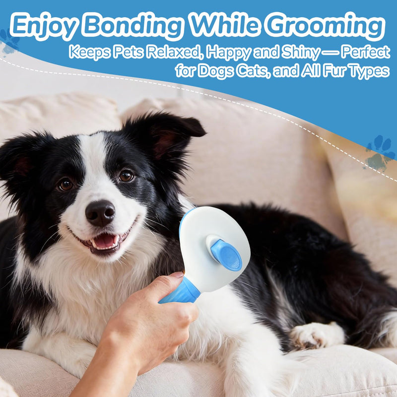 Pet Hair Removal Glove & Brush Set – Self-Cleaning Slicker Deshedding Brush and Reusable Hair Removal Glove for Dogs, and Cats, Gentle Grooming Tool for Long & Short Haired Pets - PawsPlanet Australia