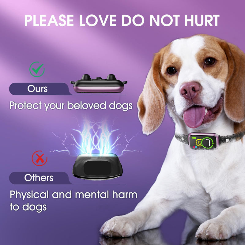 Smart Dog Bark Collar, Automatic Stop Bark Collar for Large, Medium, Small Dogs, Safe & Humane Barking Collar with Beep, Vibration & 7 Adjustable Sensitivity, Anti Barking Device IP67 Waterproof 1-Pack Bright Purple - PawsPlanet Australia