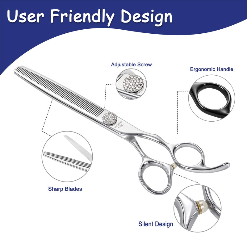 7'' Thinning Dog Grooming Scissors with Simulation Diamond 440C Stainless Steel Easy Use Polished Pet Dog Thinner Blender Shears for Groomers and Home Users Thinning Scissors 7'' - PawsPlanet Australia