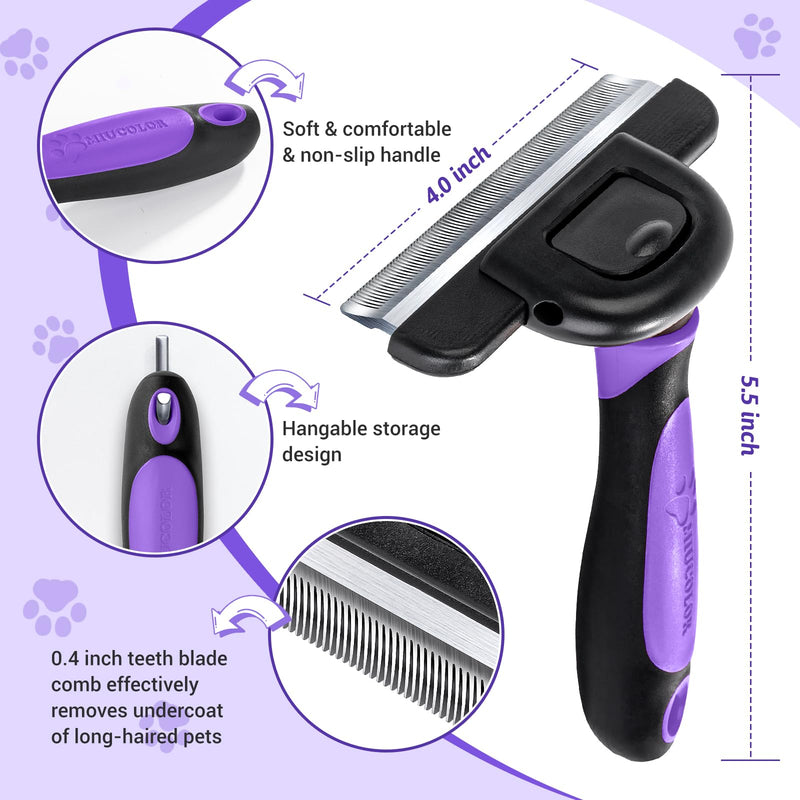 MIU COLOR Long Hair Pet Grooming Brush, Deshedding Tool for Medium and Large Dogs & Cats, Effectively Reduces Shedding by up to 95% for Pet Hair, Purple - PawsPlanet Australia