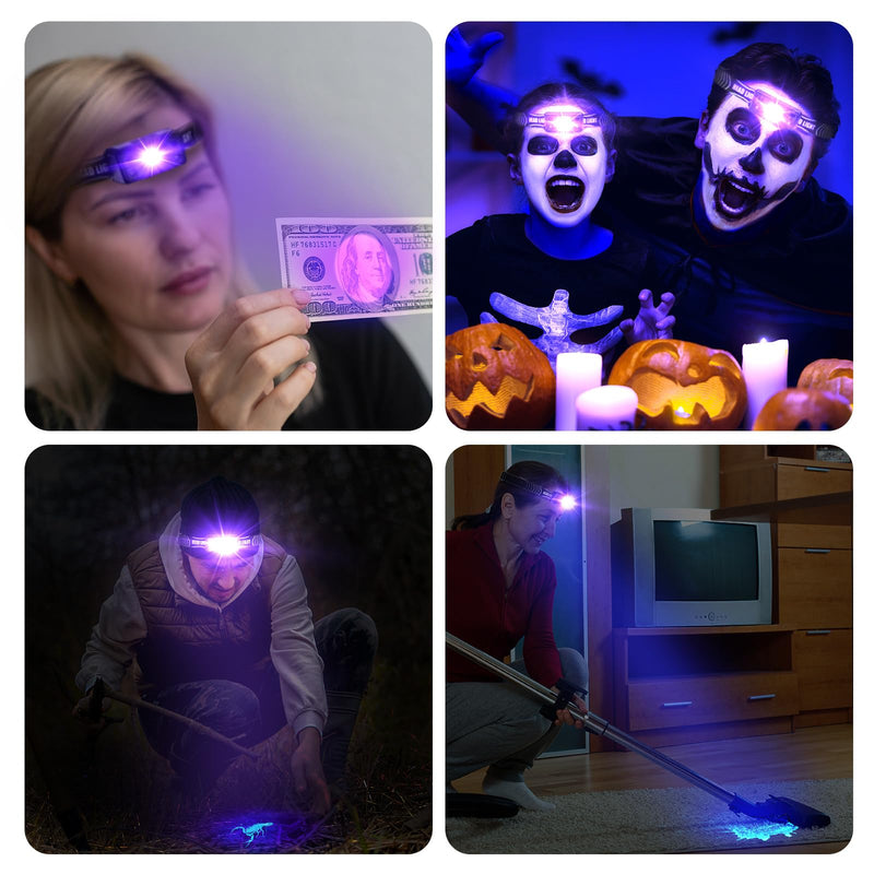 SEVENKA 2 UV Headlamp Flashlight Black Light, Rechargeable LED Hand Free Mini UV Blacklight 395nm Head Light with White & Ultraviolet Light, Detector for Pet Dog/Cat Urine Stains,Bed Bug,Scorpions - PawsPlanet Australia