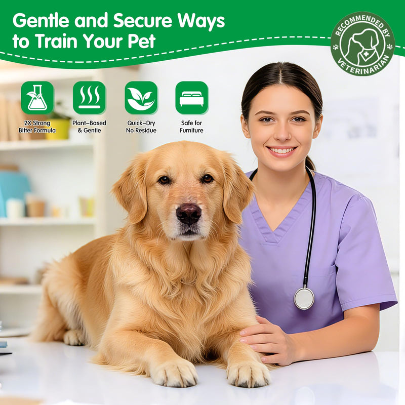 2 Bottles Bitter Apple Spray for Dogs - No Chew Spray for Dogs to Stop Barking Marking and Nibbling - Natural Ingredients Dog Repellent Spray for Furniture and Your Belongings Green - PawsPlanet Australia
