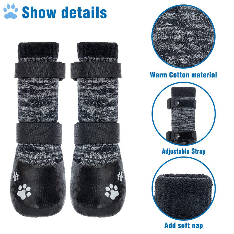 KOOLTAIL Dog Socks Anti-Slip Dog Boots with Straps Traction Control, Paw Protection Sets for Indoor Hardwood Floors & Outdoor, Fits Small Medium Large Dogs Medium (Pair of 2) Grey