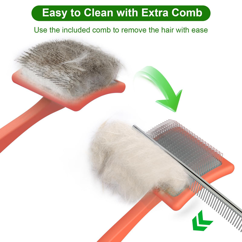 ACE2ACE Dog Slicker Brush, Doodle & Poodle Grooming Brush with Stainless-steel Comb, Large Dog Brush for Goldendoodles, Labradoodles, Golden Retriever and Poodles to Remove Tangles, Undercoat & Mats Orange