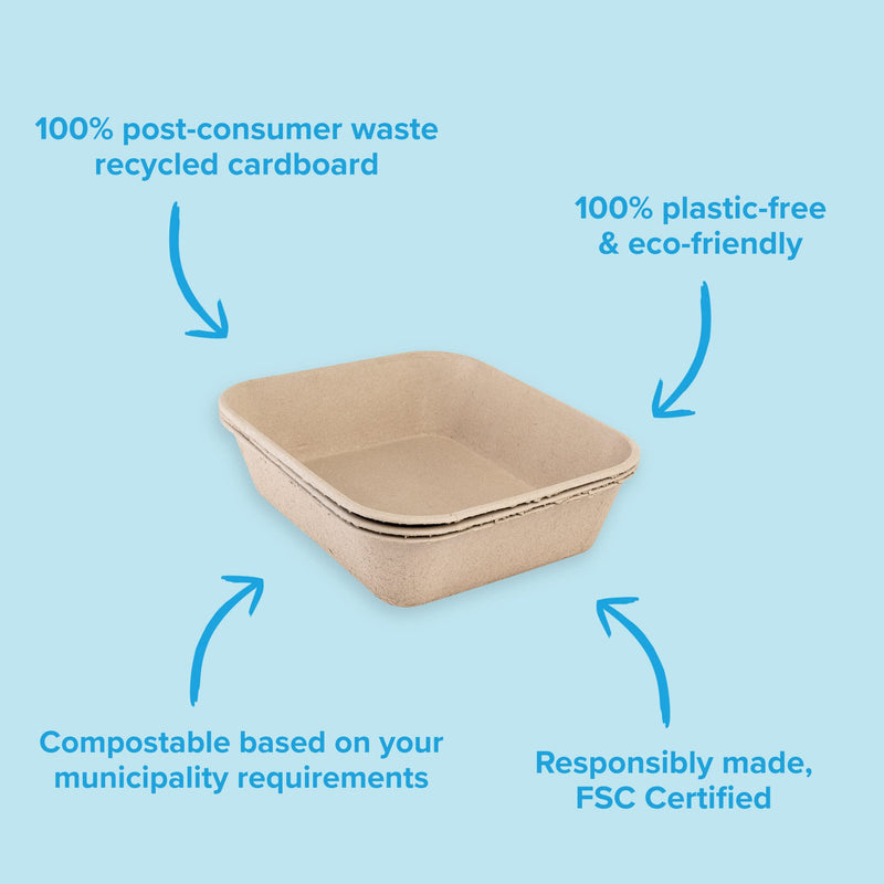Kitty Sift (6-Pack) Disposable Cat Litter Box, Sustainable, Clean - Large, 6-Pack (Large) Litter Box Only 6 Piece Set - PawsPlanet Australia