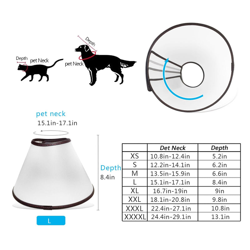 Adjustable Dog Elizabeth Collar Latest Upgrade Pet Protective Collar with Soft Edge Dog Neck Cone Recovery Cone Collar for Anti-Bite Lick, Surgery or Wound Healing (L) - PawsPlanet Australia