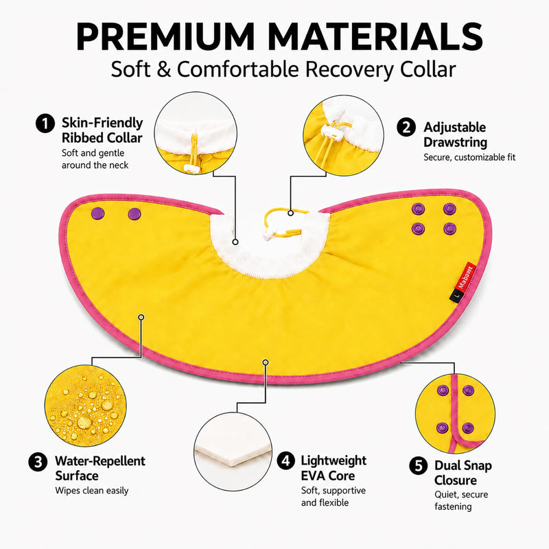 Soft Dog Cone Collar for Dogs & Cats, Adjustable Elizabethan Recovery Collar, Lightweight EPE Material, Post-Surgery Wound Protection (Yellow, M) Yellow