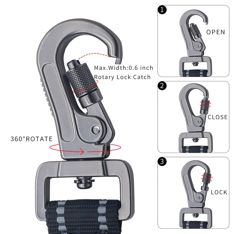New 12'' Short Dog Leash, Reflective Nylon Padded Handle, Heavy Duty Strong Traffic Leash with Carabiner Clip, Perfect for Large or Medium Dogs (Black, 12 Inch) 12 InchFT Black - PawsPlanet Australia