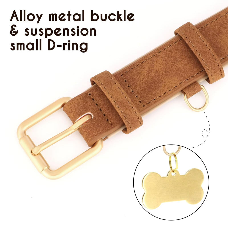 Didog Soft Padded PU Leather Dog Collar, Adjustable Dog Collars for Medium Dogs with Durable Metal Buckle and D Ring,Brown,L L: Fit Neck 13-17"(22-44lbs) Brown - PawsPlanet Australia