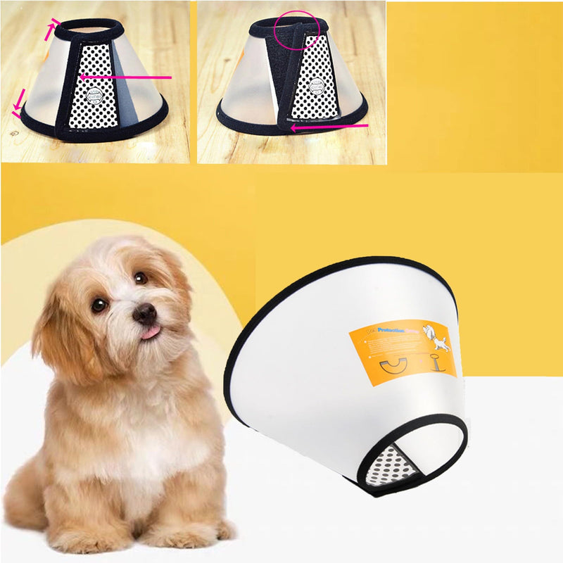 Elizabethan Collar Breathable Soft Edge, Dog Cone Collar, Adjustable Pet Protection Collar Anti Bite & Lick Wound Healing, Suitable for dogs with 35-40cm Neck Circumference, White Neck:35-40 cm