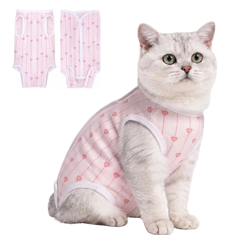 Coppthinktu Cat Recovery Suit for Spay Abdominal Wounds, Breathable Cat Onesie for Female Cats After Surgery, Kitten Surgical Recovery Body Suit Cone Alternative Anti Licking Pink Small