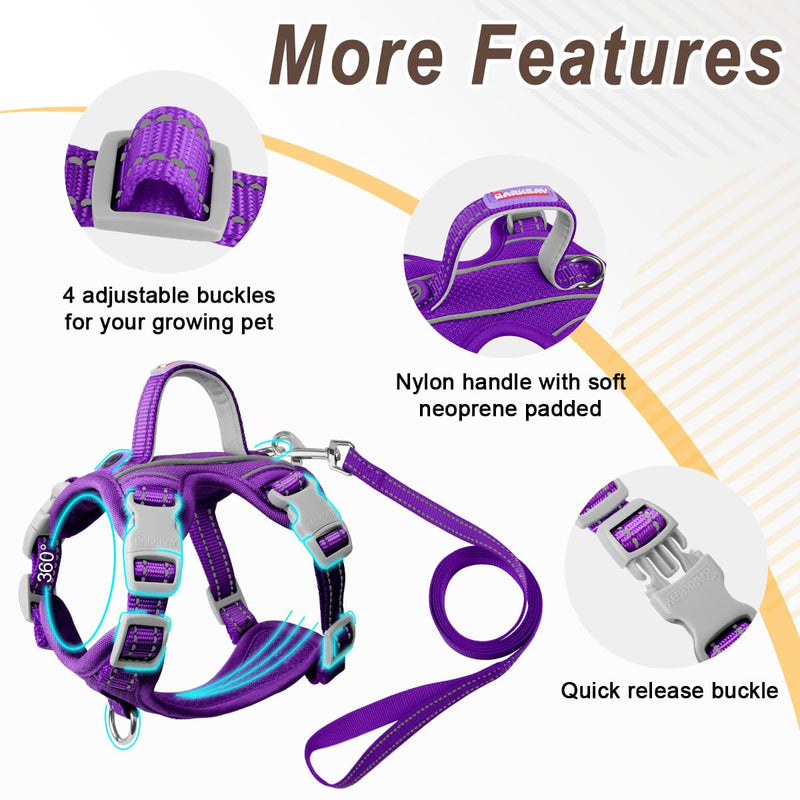 Cat Harness and Leash Set for Walking Escape Proof for Small Large cat Kitten Harness with ID tag Pocket (Purple,S) Purple