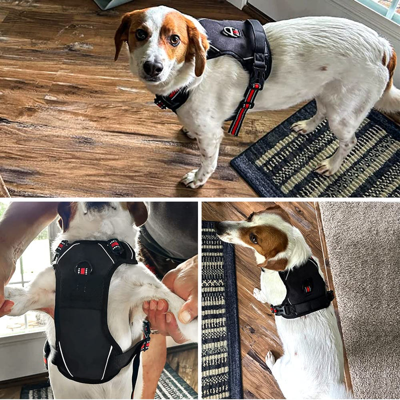 SmilePowo No-Pull Dog Harness Pet Harness Adjustable Outdoor Pet Vest Oxford Material Reflective Vest for Dogs Easy Control for Medium Large black - PawsPlanet Australia