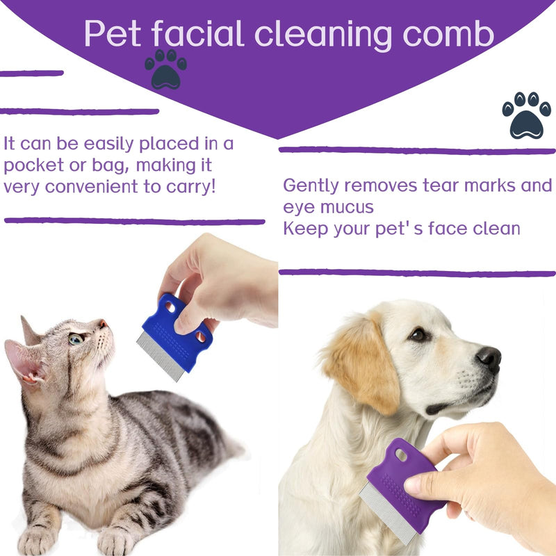Professional Eye Comb for Pets，Stainless Steel Tear Stain Remover，For Cats & Dogs,Gentle Round-Head Grooming Tool,Precisely Removes Stains, Dirt And Debris From The Eye Area – 2 Pack