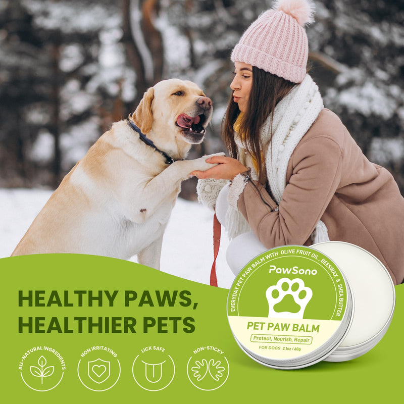 Dog Paw Balm for Dogs & Cats, All Natural Ingredients Lick-Safe Paw Pad Balm, Paw Butter, Moisturizer & Soother for Dry Cracked Paws & Noses | Dog Paw Protection from Snow, 1 Pack | 2.1 oz - PawsPlanet Australia